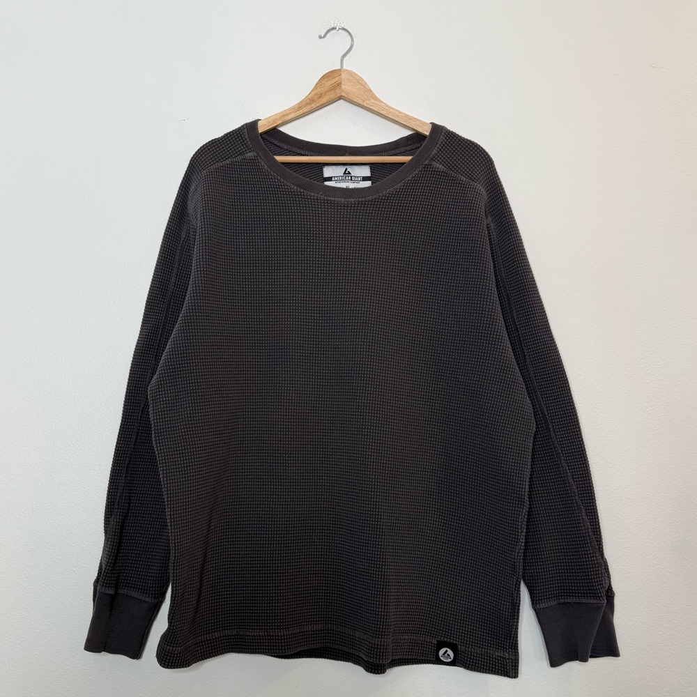 American Giant 100% Cotton Heavyweight Thermal Long Sleeve size XL in grey